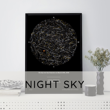 Night sky map with plants