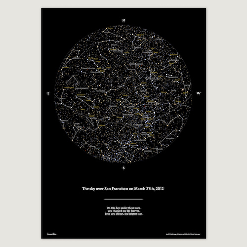 Carte Des Etoiles Personnalisee Lune Et Planetes Greaterskies