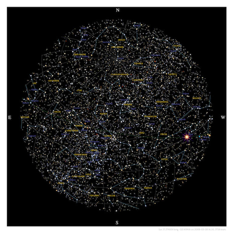 Ejemplo de mapa: las estrellas sobre San Francisco